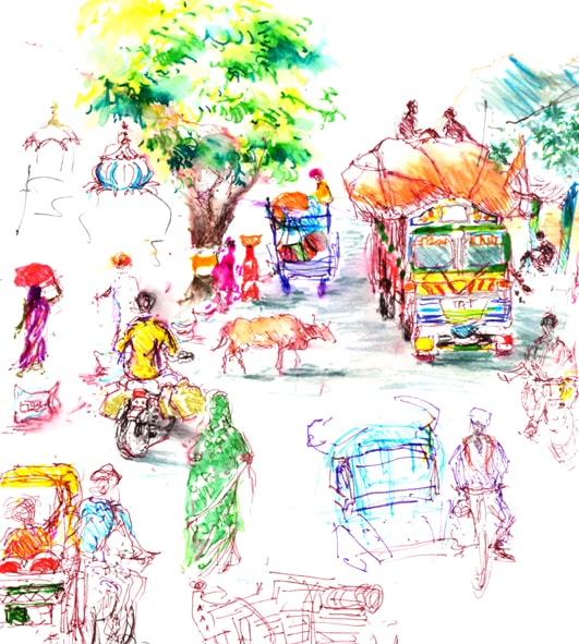 Art Safari India, North India Street Scene, Maxine Relton