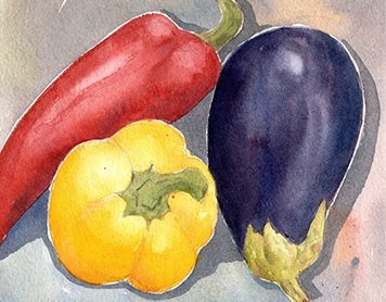 Vegetables in watercolour by Art Safari tutor Claudia Myatt